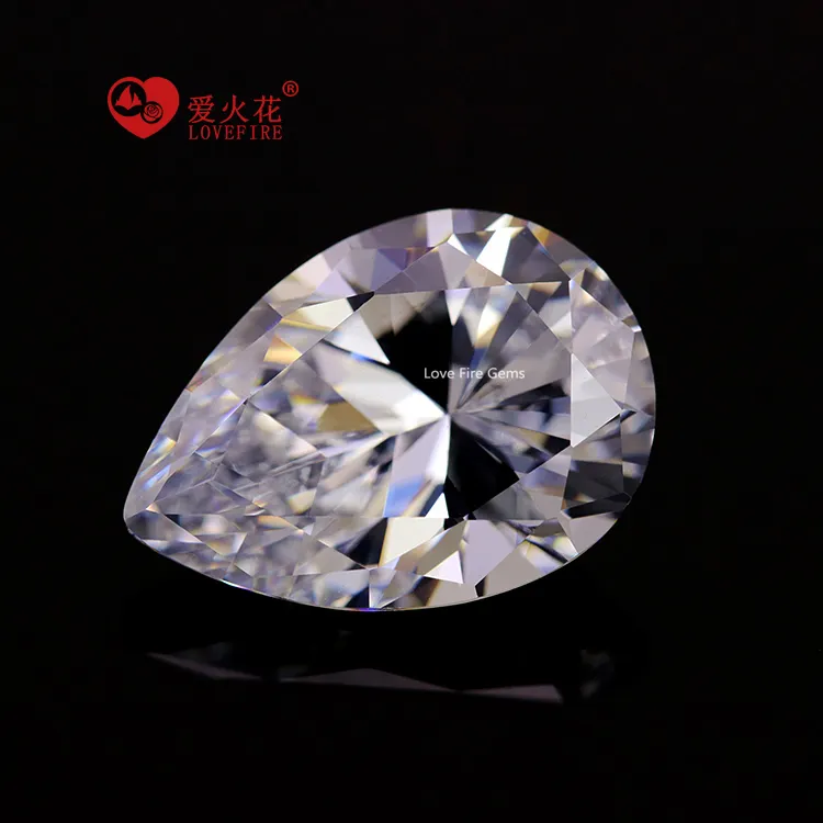 professional making 5a in stock pear cut synthetic cz stone all size loose white cubic zirconia