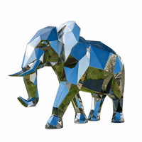 Sculpture d'éléphant en acier inoxydable, style traditionnel et moderne, polie, géométrique, pour décoration extérieure de jardin, parc, place publique, hôtel
