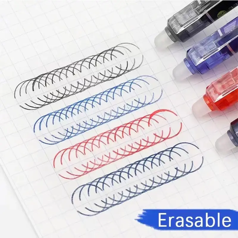 طقم أقلام ضغط سحرية 8 ألوان قابلة للمسح وإعادة الملء بالقرطاسية أقلام قابلة للسحبها قضيب مقبض قابل للغسل