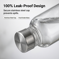 Botol Air Kaca Mulut Lebar Borosilikat Tinggi 500 1000 ml Custom dengan Tutup Stainless Steel