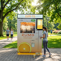 Automatische versgeperste sinaasappelsap-automaat met slim 21,6-inch touchscreen en betaling via munt, contant geld en kaart.