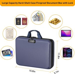 YHX Portable Home Travel Safe Storage Important Documents Laptop Fireproof Lock Blue Expanding Wallet Document <b>Box</b> 13 <b>File</b> - Product Image 2