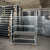 Chariot danois robuste en acier galvanisé avec étagères réglables pour le transport de plantes en serre et pépinière