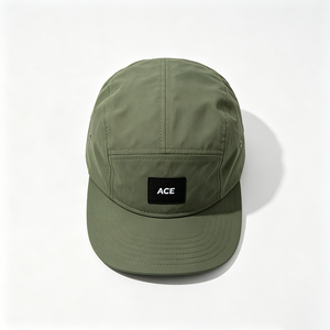 Unisex Solid Quick Dry 5 Panel Camp Cap Custom ACE Woven Patch Lightweight Flat Brim Outdoor Hiking Running Fishing Camp <b>Hat</b> - Product Image 6