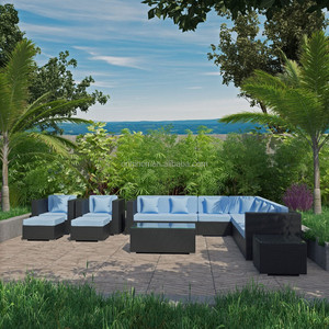 Ensemble de meubles de salon de luxe, grand fauteuil en rotin, ottoman d'angle, table basse, canapé - Product Image 2