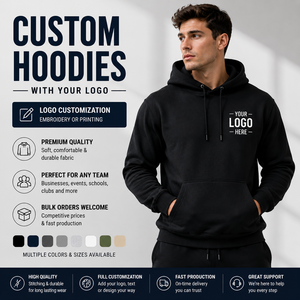 Sweat-shirts personnalisés OEM ODM avec votre logo, 80% coton 20% polyester, molleton, streetwear, pull-over, broderie personnalisée, impression - Product Image 1