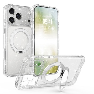 เคสโทรศัพท์ใสแบบแม่เหล็กวิบวับสำหรับ iPhone 18 15 16 17 Pro Max พร้อม 360 °   ฝาครอบกันกระแทกแบบมีปุ่มสัมผัส AI พร้อมขาตั้งแบบวงแหวน - Product Image 6