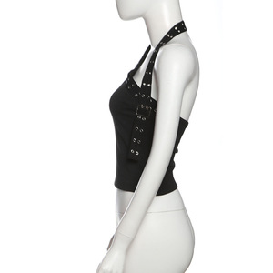 GX8801 Fashion 2025 Summer Clothing Vendor Sexy Nigh Club Wear Sleeveless Sloping Shoulders Halter Tops and Shorts 2 Piece Set - Product Image 4
