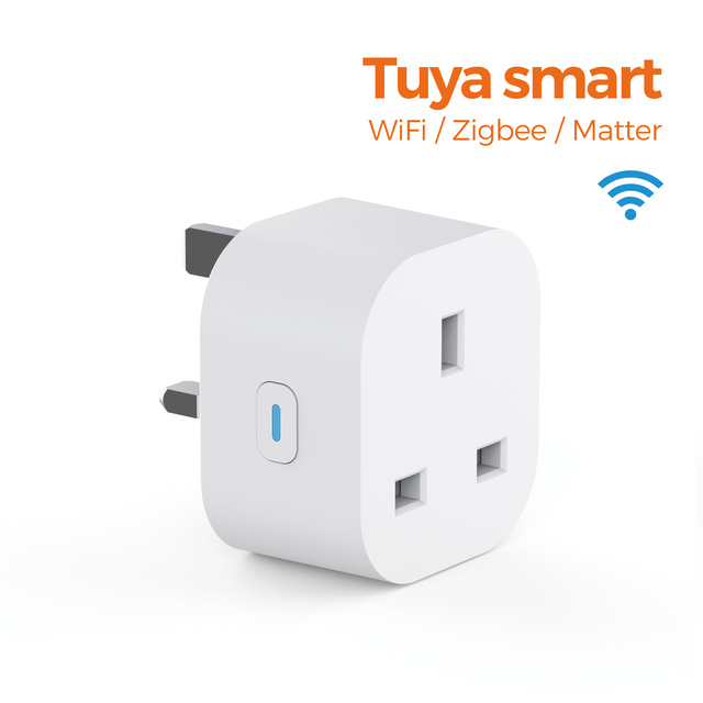 Mini UK Tuya Smart Plug with Socket WiFi Wireless Remote Control Voice Control Timer Schedule Power Metering 13A BS1363