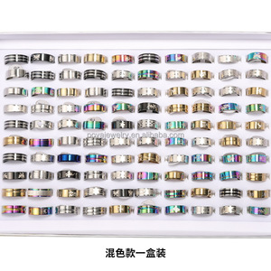 Poya đồ trang sức giá rẻ hỗn hợp thiết kế người đàn ông ngón tay Nhẫn Set Titan đồ trang sức số lượng lớn rất nhiều người đàn ông thép không gỉ Vòng - Product Image 2