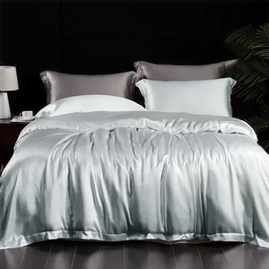 Sang Trọng 100% Dâu Lụa Cổ Điển Hình Học Sọc Duvet Cover Comforter Bộ Đồ Giường Đặt Vỏ Gối Lụa Hộp Quà Tặng Cho Khách Sạn Sử Dụng - Product Image 5