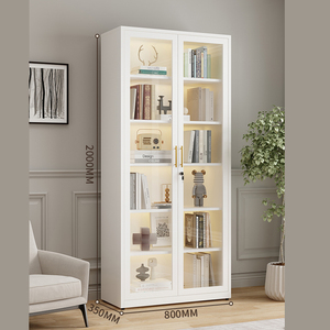 Puerta de vidrio transparente Estantería abierta de acero de seis pisos con cerradura Blanco/Negro/Azul Capacidad extra grande para el hogar - Product Image 2