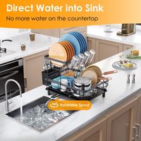 Égouttoir à vaisselle à 2 niveaux avec plateau de drainage, support de rangement pour comptoir de cuisine, égouttoir à vaisselle en métal