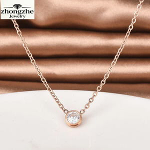 Collar con Colgante <span class=keywords><strong>de</strong></span> Cristal <span class=keywords><strong>de</strong></span> Zirconia Minimalista Zhongzhe, Cadena <span class=keywords><strong>de</strong></span> Clavícula <span class=keywords><strong>de</strong></span> Oro <span class=keywords><strong>de</strong></span> 18K, Collar <span class=keywords><strong>de</strong></span> Acero Inoxidable, Joyería para Mujeres y <span class=keywords><strong>Niñas</strong></span> - Product Image 1