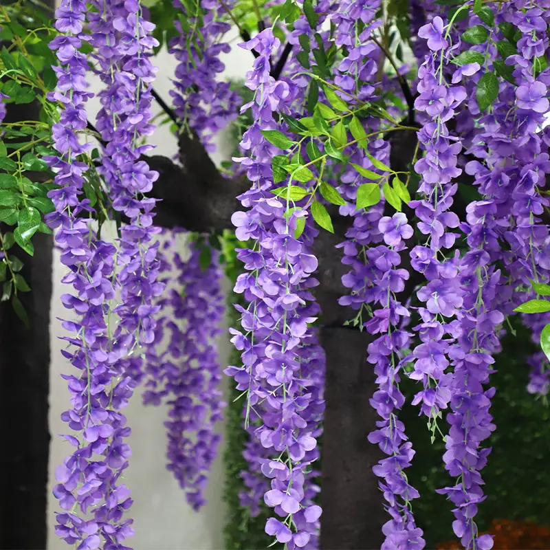 Artificial Wisteria Hanging Flowers Fake Garland Hanging Silk Ivy Vine For Wedding Party Home Garden Wall Decoration