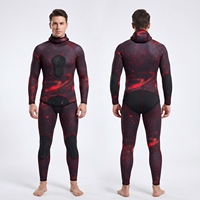 Combinaison de plongée en néoprène 5 mm 6 mm pour hommes, avec capuche, pour la pêche sous-marine, avec pantalon taille haute