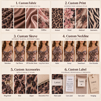 Robe longue OEM pour femme en maille extensible, imprimé animalier et floral, buste froncé, col licou, coupe sirène moulante, pour occasions spéciales