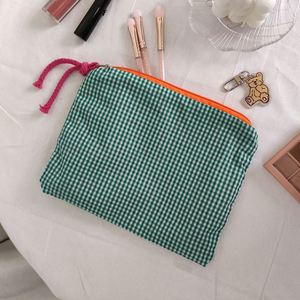 Retro Plaid Gingham Eco-Friendly Soft Reusable Cotton Fabric <b>Backpack</b> Multi-functional Travel Makeup Storage Foldable Portable - Product Image 4