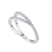 Anneaux de mariage en argent 925 sertis de zircon et de diamants, de luxe, exquis, empilables, pour femmes, cadeau