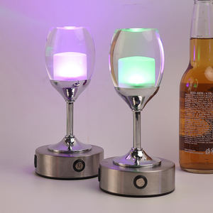LED ABS Plastic Modern Wine Glass <b>Table</b> <b>Lamp</b>-<b>Rechargeable</b> 5V USB Powered Dimmable Mood Light for Home & Restaurant Decor - Product Image 4