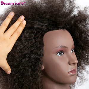 Dream Ice's Hair noir tête d'entraînement cheveux humains <span class=keywords><strong>afro</strong></span>-américain <span class=keywords><strong>Salon</strong></span> pratique coiffeur formation Mannequin tête de poupée factice - Product Image 2