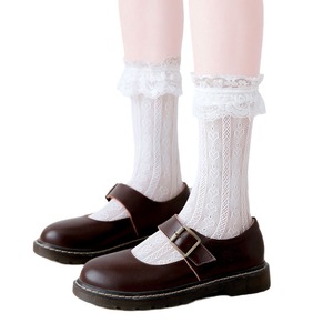 White <b>Lace</b> Calf <b>Socks</b> Women Mid Calf Breathable Japanese Style Lolita <b>Socks</b> With Ruffle Trim For Youth - Product Image 5