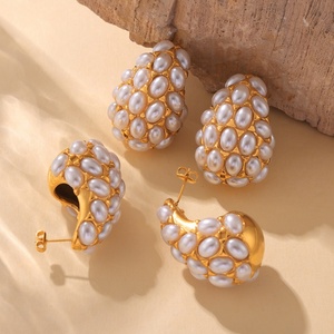 Pendientes de Lágrima Vintage de Acero Inoxidable Hipoalergénico con Baño de Oro de 18k, Diseño Único, Novedad Otoño-Invierno 2025 - Product Image 1