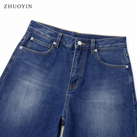 Jean slim pour femme en poly-spandex, anti-rétrécissement, à coupe mi-longue, avec petite lame incurvée, pour le quotidien et le style urbain