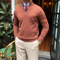Pull en cachemire de chèvre 100% mongol surdimensionné personnalisé, tricoté, épais, avec fermeture éclair 1/4, pour homme