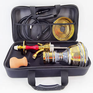 Shisha exotique en or Arabie Saoudite Hookah Portable Golden Sheesha Glass Hukkah avec <span class=keywords><strong>valise</strong></span> - Product Image 6