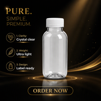 Bouteille de boisson ronde en PET transparent de 250 ml avec bouchon à vis blanc