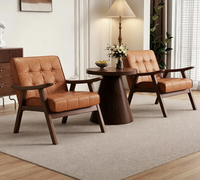 Fauteuil simple rétro pour balcon, mobilier de salon, pieds en bois massif, réglage manuel, siège en éponge, ensemble table et chaise
