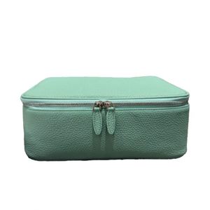 Custom Logo Litchi Texture Leather Makeup Bag Square Zipper Cosmetic Pouch - Product Image 1