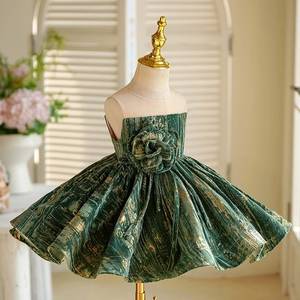 Commercio all'ingrosso verde Jacquard soffice abito di <span class=keywords><strong>compleanno</strong></span> per bambini principessa ragazze pianoforte abiti da festa per bambini da <span class=keywords><strong>1</strong></span> a 12 anni - Product Image 3