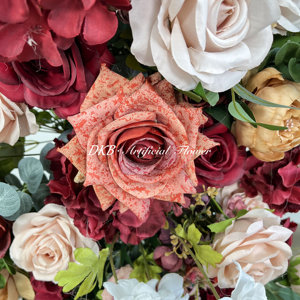 DKB usine nouveau design arc de fleurs sur la porte d'entrée luxe rouge profond soie rose arc fleurs artificielles - Product Image 6