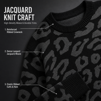 Pull-over en tricot à imprimé léopard pour homme, col rond, manches longues, coupe ample, style streetwear, automne-hiver