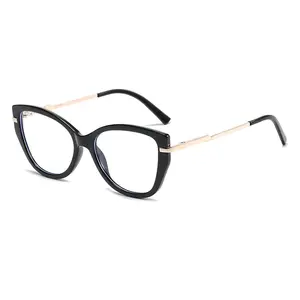 Fornitori occhiali da vista moda blu luce Cat Eye occhiali TR90 gambe a molla montature ottiche in metallo