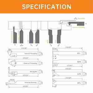 Kit alat pembalik baja HRC68 3/8 80R, kecepatan tinggi-kemasan kotak kayu kustom OEM-mesin bubut CNC 8 buah Set - Product Image 2