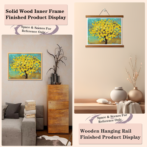 Peinture Diamant Fleurs de Prunier Dorées, Arbre Jaune, Kit DIY avec Cadre, Style Paysage Rectangulaire, Perles Rondes en Cristal et Strass - Product Image 5