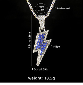 Collier Pendentif Zircon Éclatant Style Hip Hop en Acier Inoxydable avec Chaîne Micropavée Effet Diamant pour Hommes et Femmes - Product Image 2