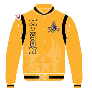 Chaqueta Masónica de Maestro Masón, Chaqueta Universitaria Personalizada |   Chaqueta Universitaria Masónica de Lana con Mangas de Cuero - Product Image 4