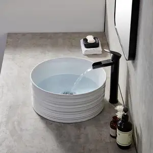China Factory Ceramic Sanitary Ware Modern Design White Color OEM Round Shape Bathroom Vanity Basin Sink