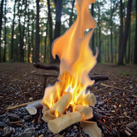 Allume-feu en bois naturel pour barbecue et camping - Taille personnalisable, léger, imperméable, coupe-vent, facile à nettoyer