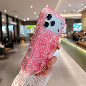 BEAUTYLINE Étui de téléphone portable 3 en 1 avec paillettes, protection unique à 360 degrés pour <span class=keywords><strong>iPhone</strong></span> 12 <span class=keywords><strong>13</strong></span> 14 15 16 17 <span class=keywords><strong>Pro</strong></span> Max, étuis de bonne qualité - Product Image 4