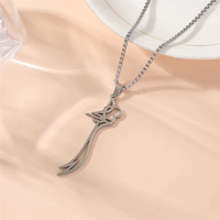 Pendentif en acier inoxydable inspiré de l'épée simple Scimitar Zulfiqar, style Ali Shia islamique arabe, bijoux de mode, collier, vente en gros