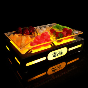 Plateau à fruits lumineux à LED, plateau divisé pour bars, KTV, discothèques, plat à collation créatif avec base lumineuse, garantie de 3 ans - Product Image 1
