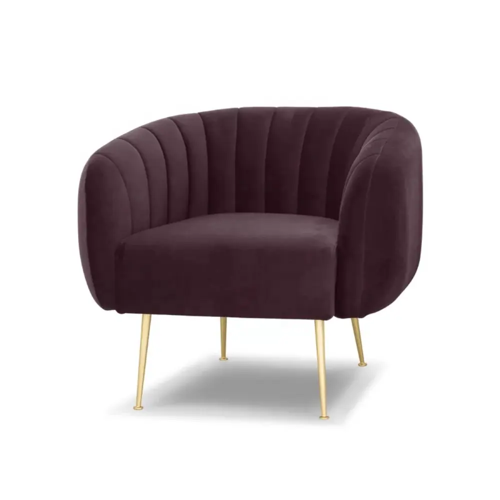 Nordic Design Lounge Chaise Armchair Living Room SofaとGold Metal Legs