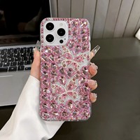 Coques de téléphone compatibles avec Apple 15 Pro Max ; Design papillon luxueux pour iPhone 13 avec diamants intégrés, 14 designs créatifs en diamant pour iPhone 14.