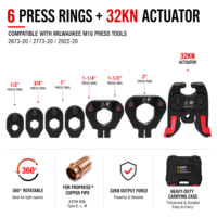 Kit de 7 anneaux de pression rotatifs universels pour raccords de tuyaux en cuivre Milwauke M18 ProPress, jeu de mâchoires de pression pivotantes