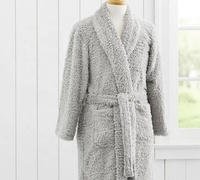Peignoir en polaire Sherpa, style uni luxueux et confortable, en microfibre pelucheuse, peignoir pour couple